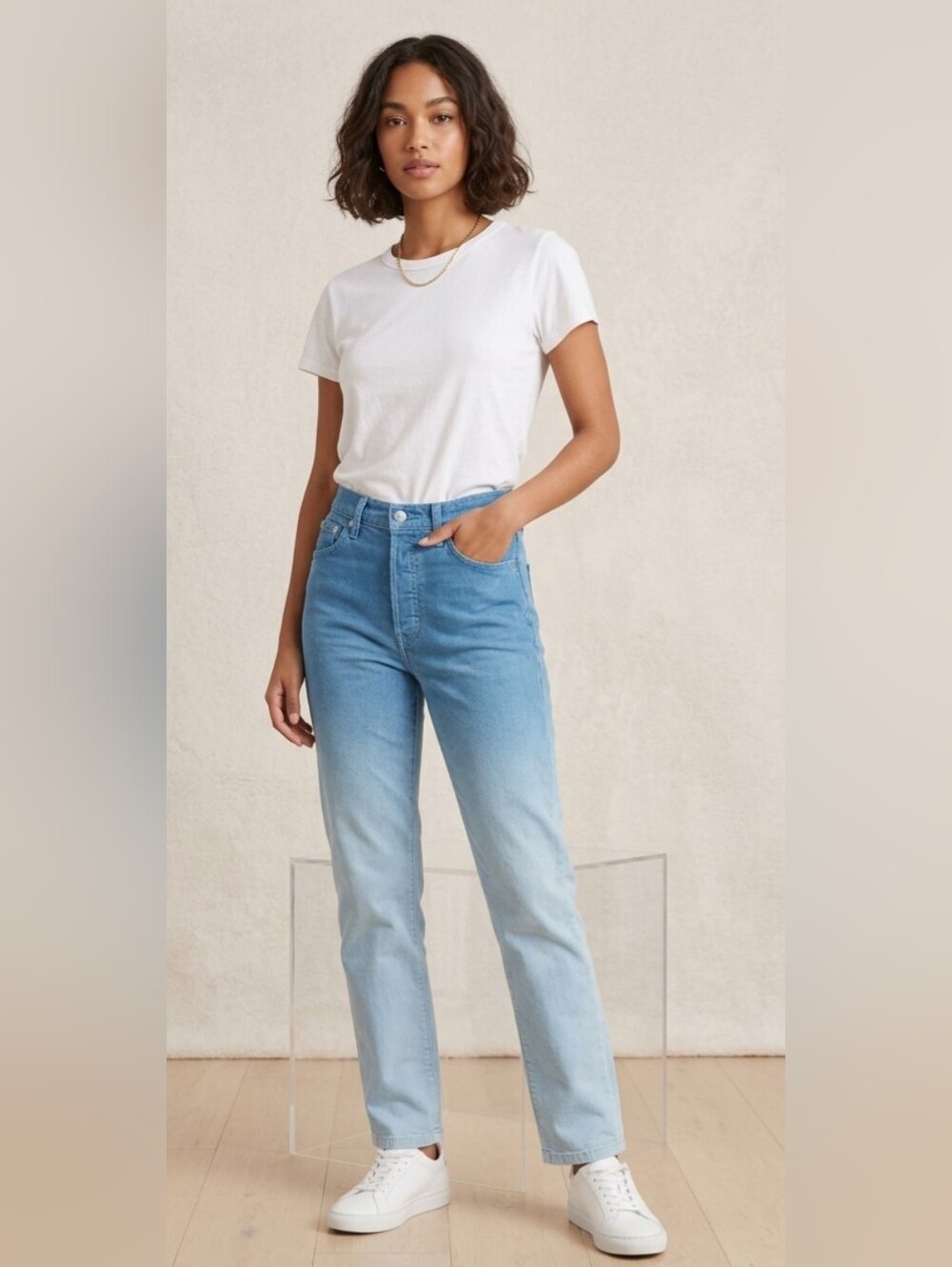 ZARA Women’s Size 4 Y2K Style High Rise Straight Leg Blue Denim Jeans EU 36